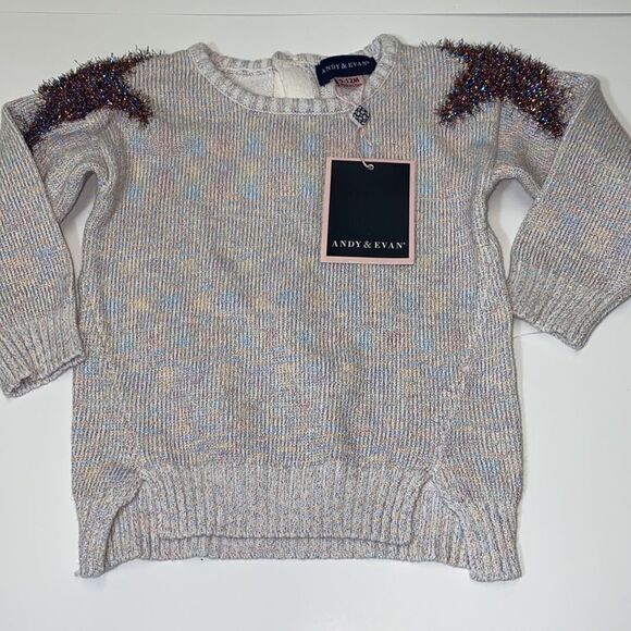 New Andy & Evan Girls Long Sleeve Sweater W/ Star - Picture 6 of 12